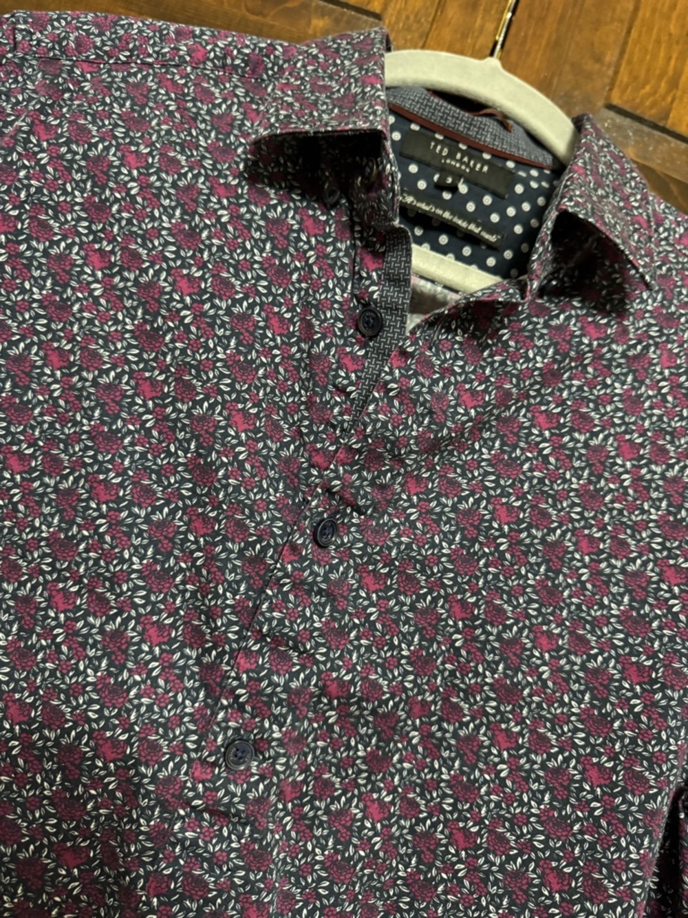 Ted Baker Thundar Floral Slim Button-Up Shirt Size 3 (Medium) 15.5in neck